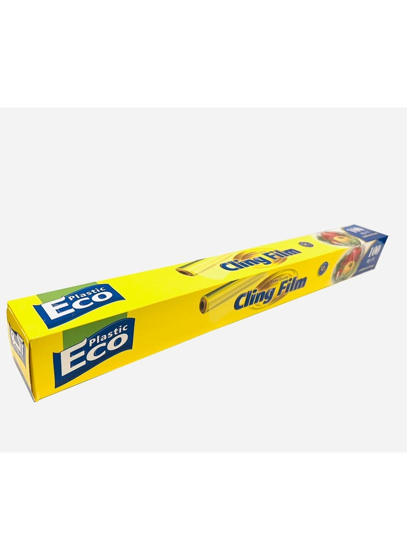 ECO Plastic 2 pack of Cling Film Food Wrap Clear 100sq ft (20.65 mm × 45cm)  - Image 4