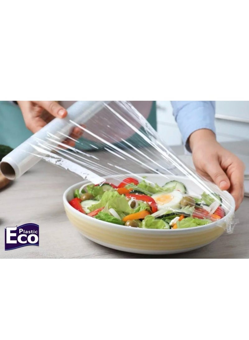 ECO Plastic 2 pack of Cling Film Food Wrap Clear 100sq ft (20.65 mm × 45cm)  - Image 2