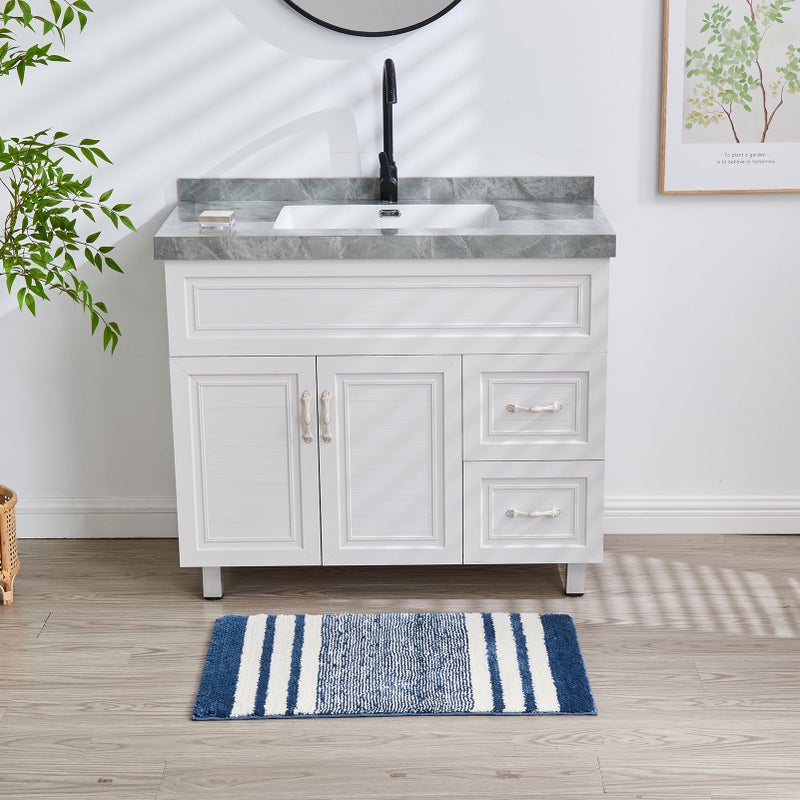 CozeCube CozeCube Blue Striped Bath mats for Bathroom Non Slip  Fluffy Absorbent Microfiber Bath mat Washable  Aesthetic Bathroom Rugs  Cute Bath mat for Sink  20"" x 32"" - Image 3