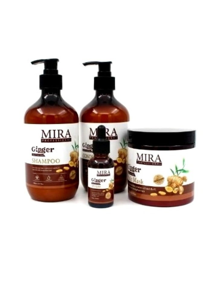 Mira - Ginger Set Shampoo 500ml Conditioner 500ml Mask 500ml and Serum 30ml - Image 1