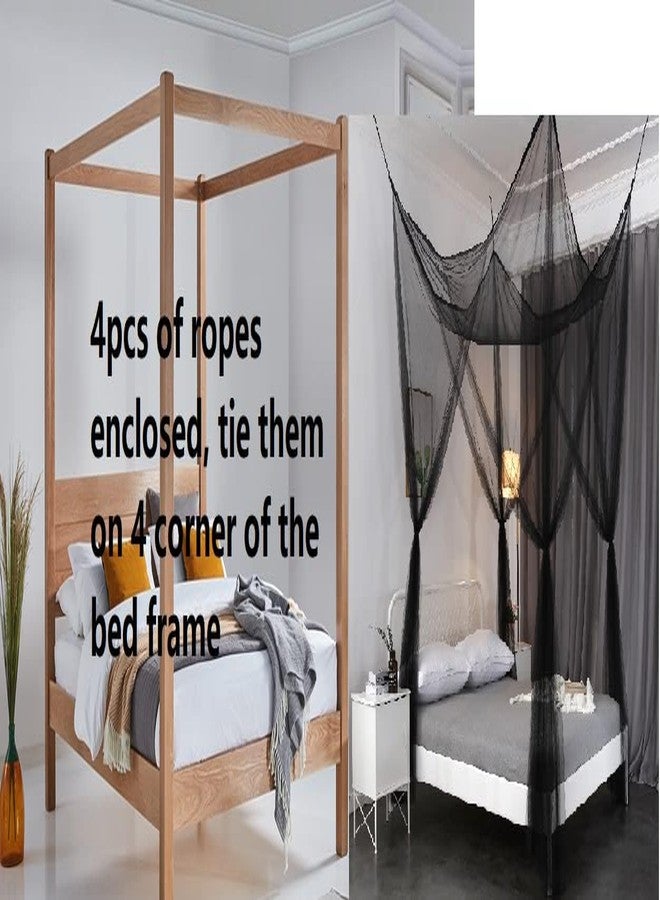 OctoRose Four Post Mosquito Net for Bed Canopy -Fits Queen, King, California King Beds-Indoor & Outdoor Use- Brown - Image 2