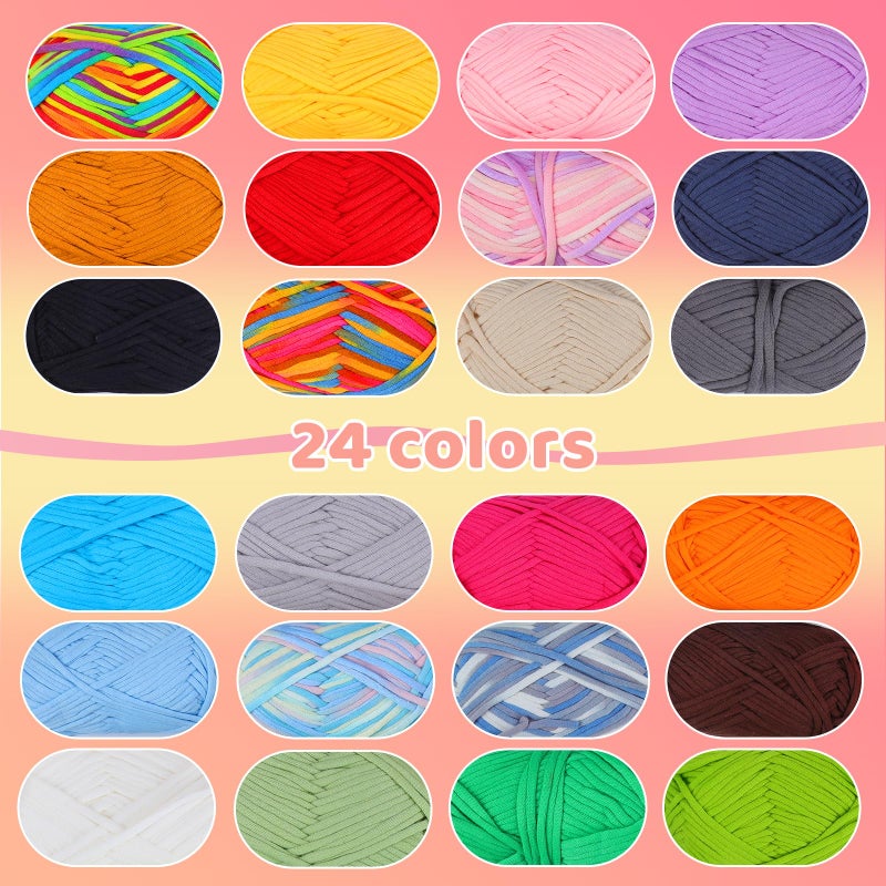 UzecPk 24x50g (42.3Oz) Easy Yarn for Crocheting and Knitting, 24x87yds Beginner Crochet Cotton Yarn for Beginners with Easy-to-See Stitches, Worsted-Weight Medium #4 - Cotton-Nylon Blend - Image 4