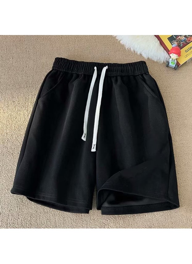 Generic - Casual Loose-fit Shorts For Teenagers Summer Simple Solid Color Mid-length Straight-leg Pants Easy To Wear Comfortable Apricot - Image 1