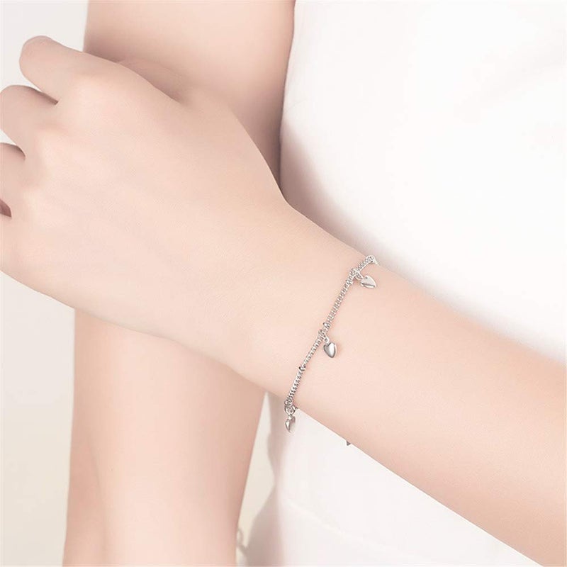 kelistom 925 Sterling Silver Bracelets for Women, Love Heart Charm Chain Bracelet Bangle Fashion Jewelry Gifts - Image 2