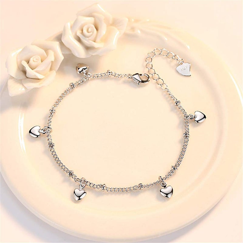 kelistom 925 Sterling Silver Bracelets for Women, Love Heart Charm Chain Bracelet Bangle Fashion Jewelry Gifts - Image 3