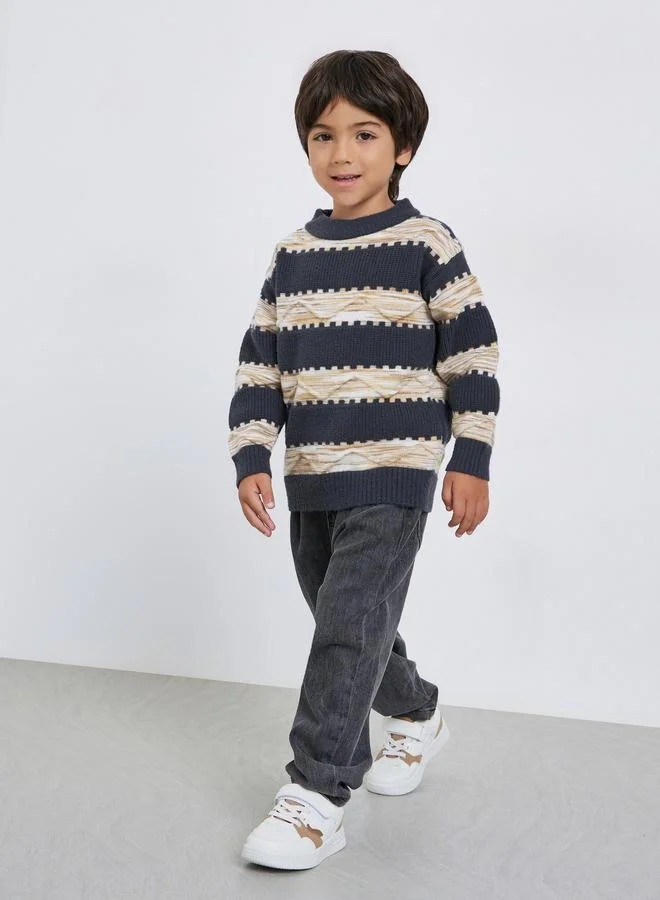 Styli Boys Striped Knit Sweater