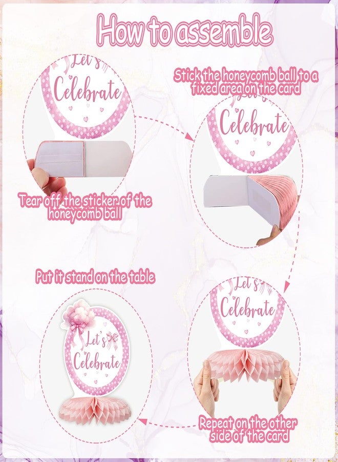 Tarklanda 12 Pcs Pink Bow Baby Shower Party Honeycomb Centepieces Bow Coquette Birthday Table Decor 3D Table Topper,Pregnancy Announcement Gender Reveal Baby Birthday Party Supplies - Image 4
