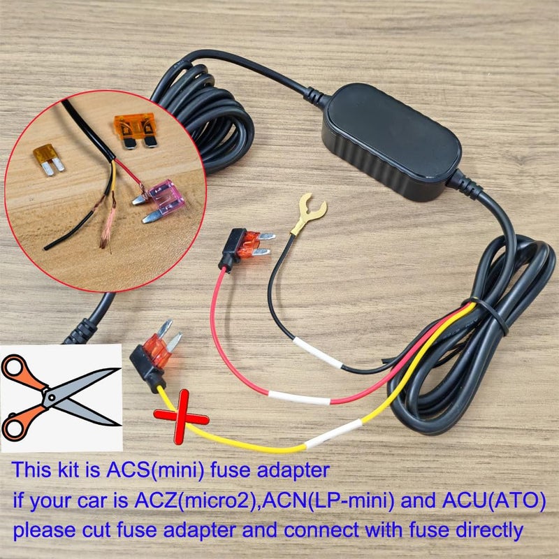 Gebildet Type C USB Port Dash Cam Hardwire Kit for 24H Parking Monitor/Time-Lapse Recording Converts 12V-24V to 5V/2.5A Car Dash Camera Charger 320cm Cable Kit, Low Voltage Protection - Image 4