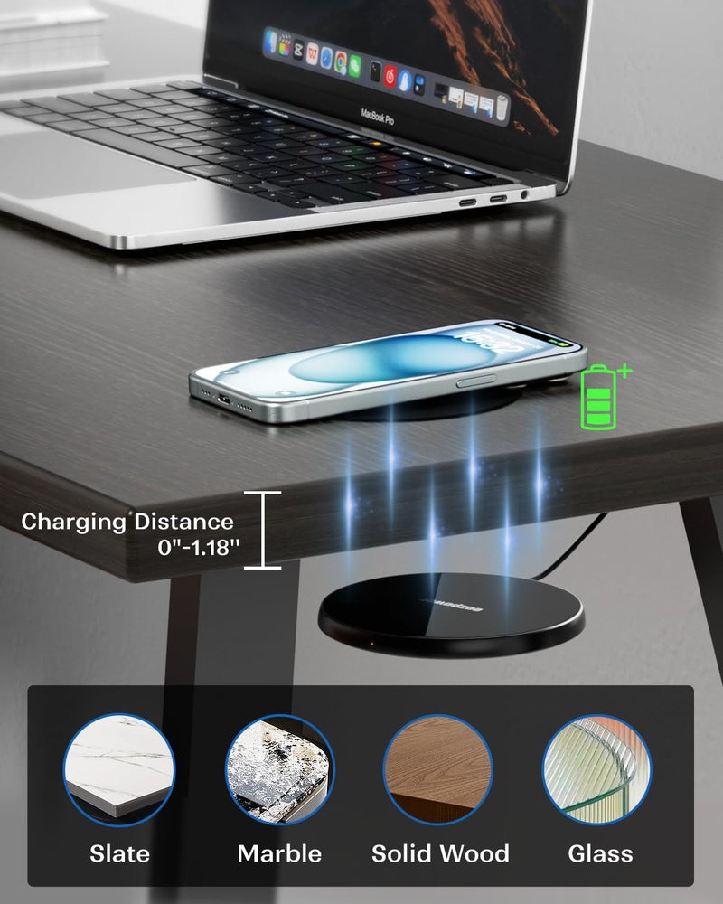 Eazpower Invisible Wireless Charger, 0-30mm Under Desk Wireless Charger, Dual Uses On or Hidden Under Table Charging Pad for Nightstand for iPhone 17/17 Pro/17 Pro Max/17 Air/16/15/14/Samsung Phone - Image 5