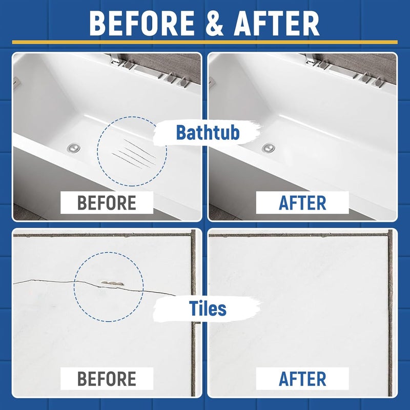 SENVEN Tub and Tile Touch Up Paint Kit - High-Gloss White Porcelain Paint for Scratches & Chips on Tubs, Tiles, Sinks, Toilets Bathtubs White Repair Acrylic, Enamel Quick-Dry, 2Pack - Image 4