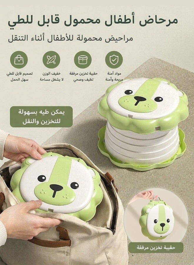 Premium Foldable Travel Baby Potty Training Toilet Seat | Cute Lion Cartoon Kids Potty Chair with 70kg Load Capacity, 6.5cm Splash Guard & Built-in Trash Bag Compartment for Car, Camping & Outdoor - Image 4