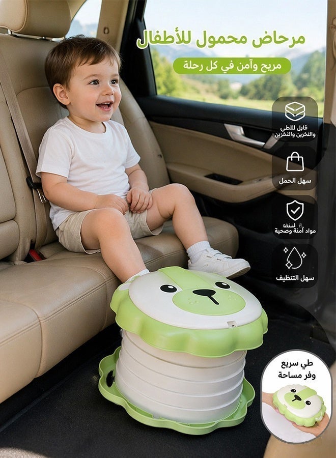 Premium Foldable Travel Baby Potty Training Toilet Seat | Cute Lion Cartoon Kids Potty Chair with 70kg Load Capacity, 6.5cm Splash Guard & Built-in Trash Bag Compartment for Car, Camping & Outdoor - Image 3