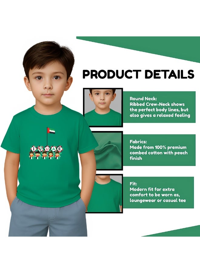 PRINTSHOP4ME Unisex UAE Kids T-shirts for celebrating  UAE National Day and Flag day events Green (Design 2) - Image 4