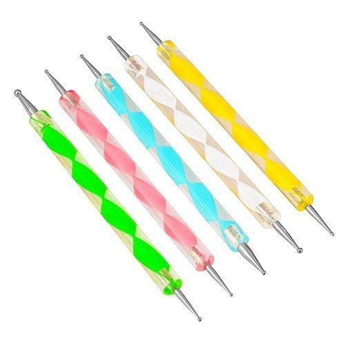 SV 5pcs x 2 way Dotting Marbleizing Painting Pen Tool Nail Art Dot Dotting Tool Nail Care By Shringaar Shop - Image 5