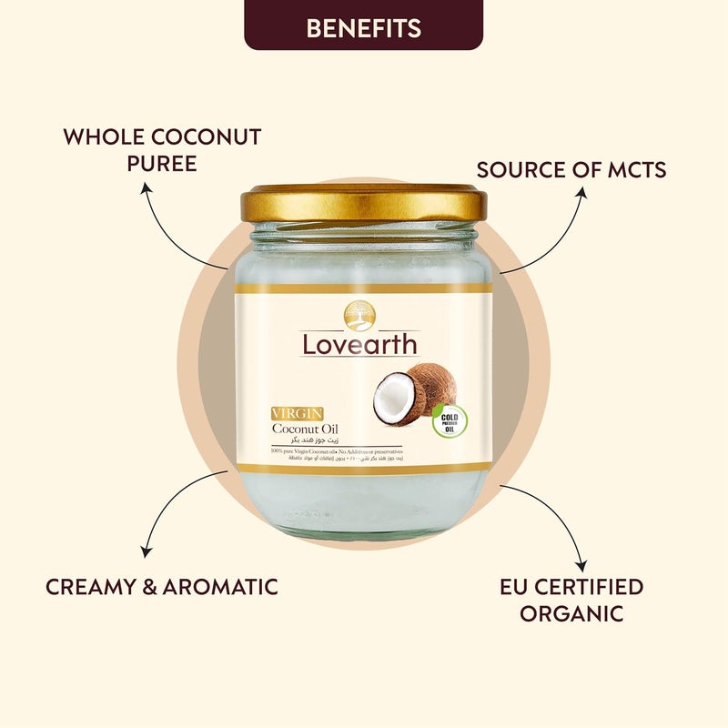 LoveArth Virgin Coconut Oil 200ml | Cold Pressed | Unrefined & Undeodorized | Keto-Friendly | USDA Organic - Image 2