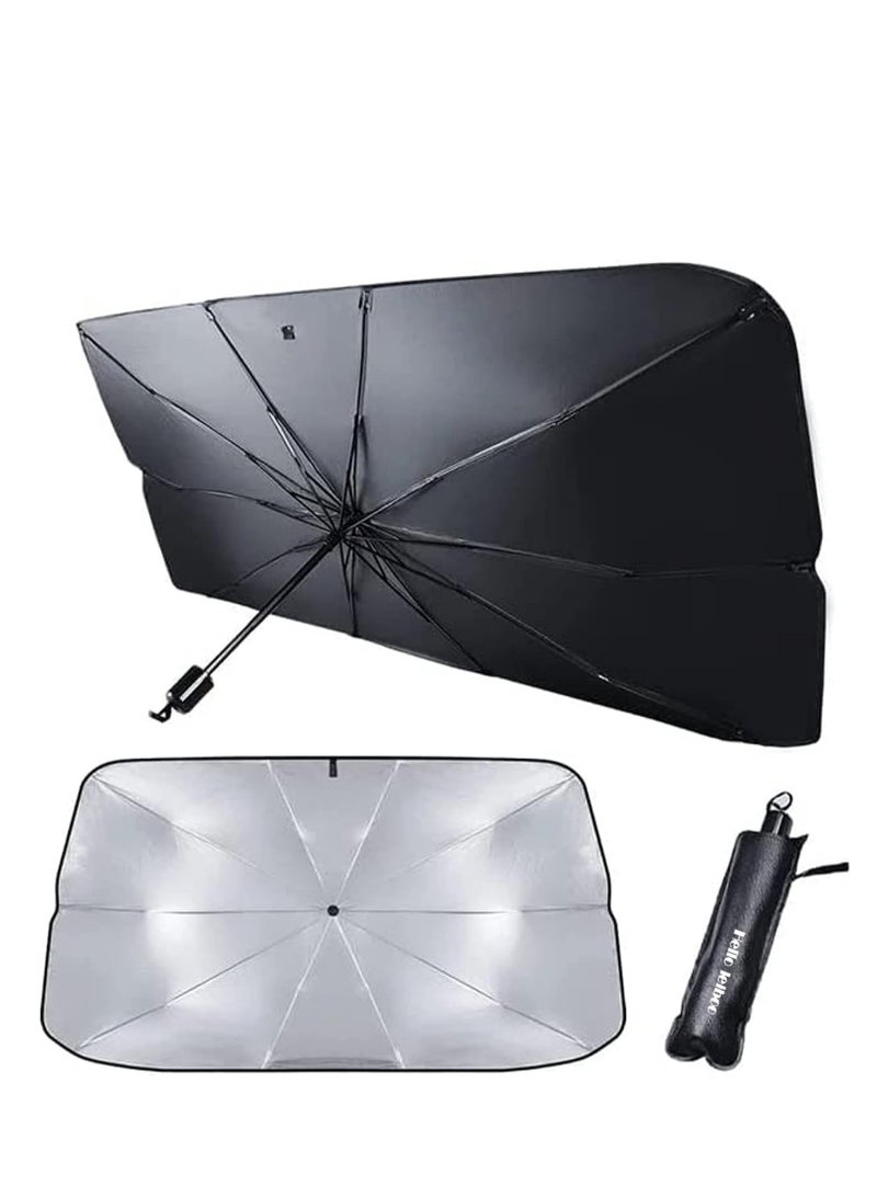 Beauenty Windshield Sun Shade Umbrella for Car - 【Vinyl Coating】 Protect Car from Sun Rays  Heat Damage Keep Cool and Protect Interior, Spring Structure Edge large(79 cm * 140 cm) - Image 1