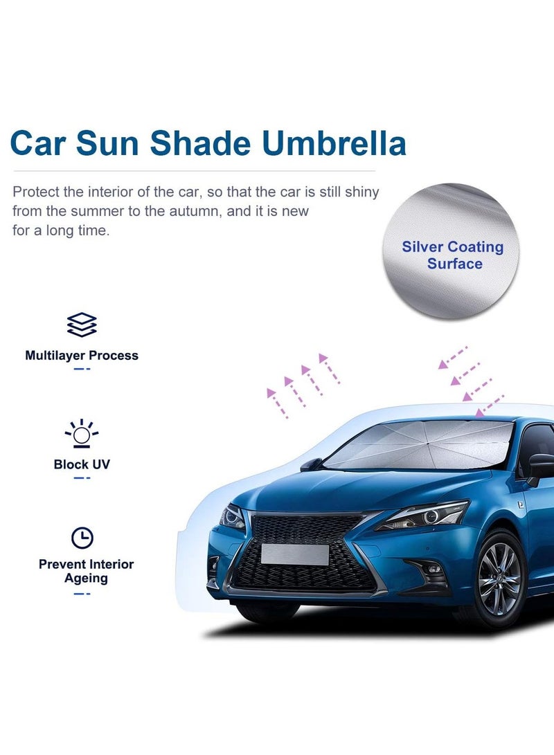 Beauenty Windshield Sun Shade Umbrella for Car - 【Vinyl Coating】 Protect Car from Sun Rays  Heat Damage Keep Cool and Protect Interior, Spring Structure Edge large(79 cm * 140 cm) - Image 2