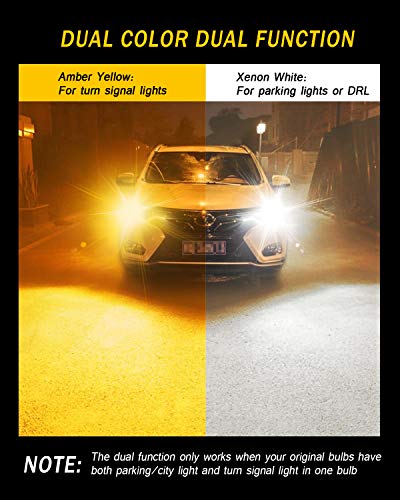 AUXLIGHT 3157 4157 3057 3457 Switchback LED Bulbs 76SMD Chipsets White/Amber with Projector Replacement for Front/Rear Turn Signal Parking Daytime Running Lights/DRL (Pack of 2) - Image 2