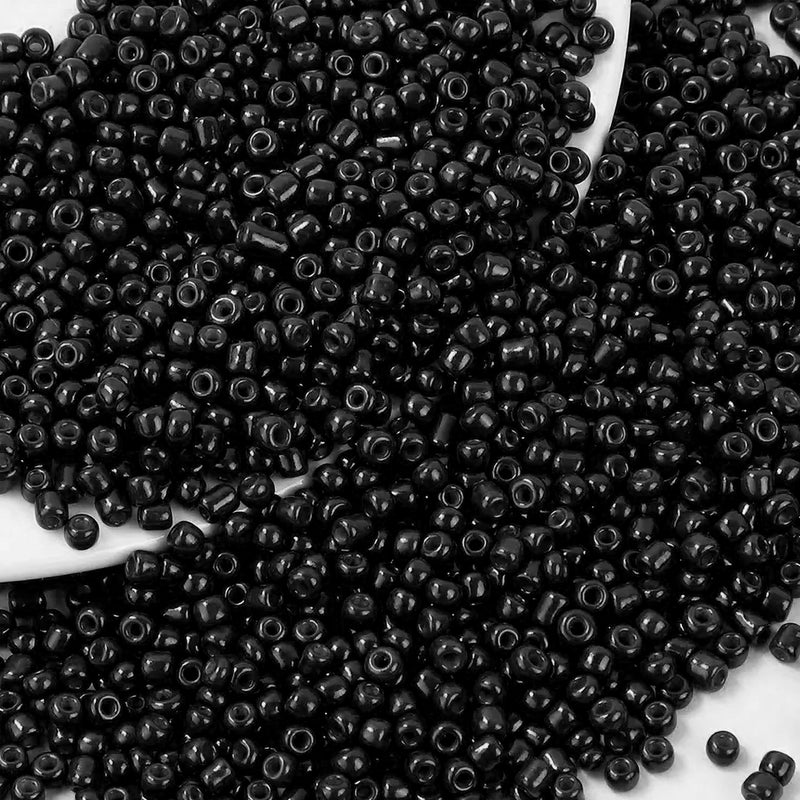 INDIKONB Black Opaque Coloured Small Glass Beads 6/0 4mm | 900 Count Round Craft Beads for Jewelry Making, Embroidery & Aari Work - Image 3