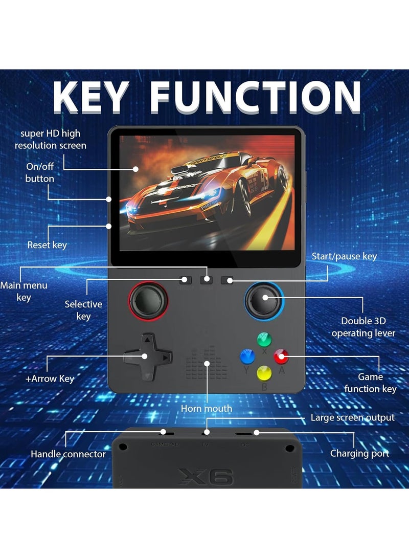 X6 Game Console, X6 Handheld Game Console, X6 Retro Game Console 15000+ Games, 3.5 Inch Screen Mini Retro Game Console, Dual 3D Joystick, Game Console X6 Supports 2 Player , Tv Output (Double - Black) - Image 3