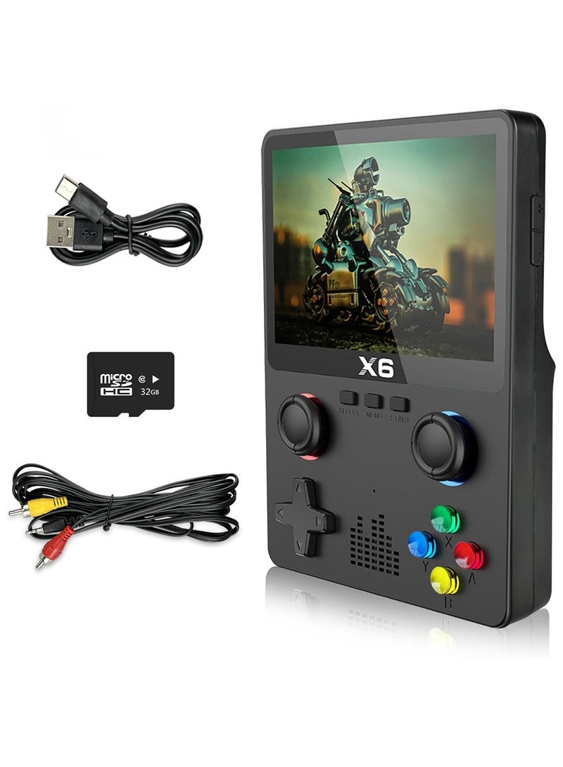 X6 Game Console, X6 Handheld Game Console, X6 Retro Game Console 15000+ Games, 3.5 Inch Screen Mini Retro Game Console, Dual 3D Joystick, Game Console X6 Supports 2 Player , Tv Output (Double - Black) - Image 1