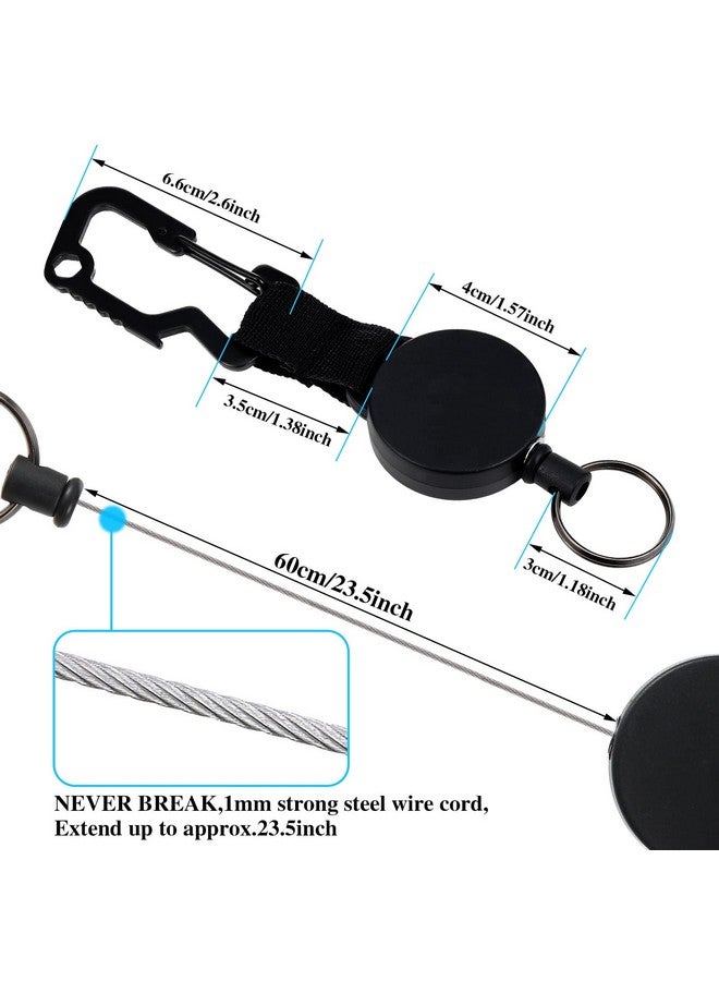 Fainne 3 Pcs Retractable Key Chain Multitool Heavy Duty Badge Holder Retractable Badge Holder Reel With Steel Cable, Quick Release Key Clip For Id Name Card Keychain, Black - Image 2