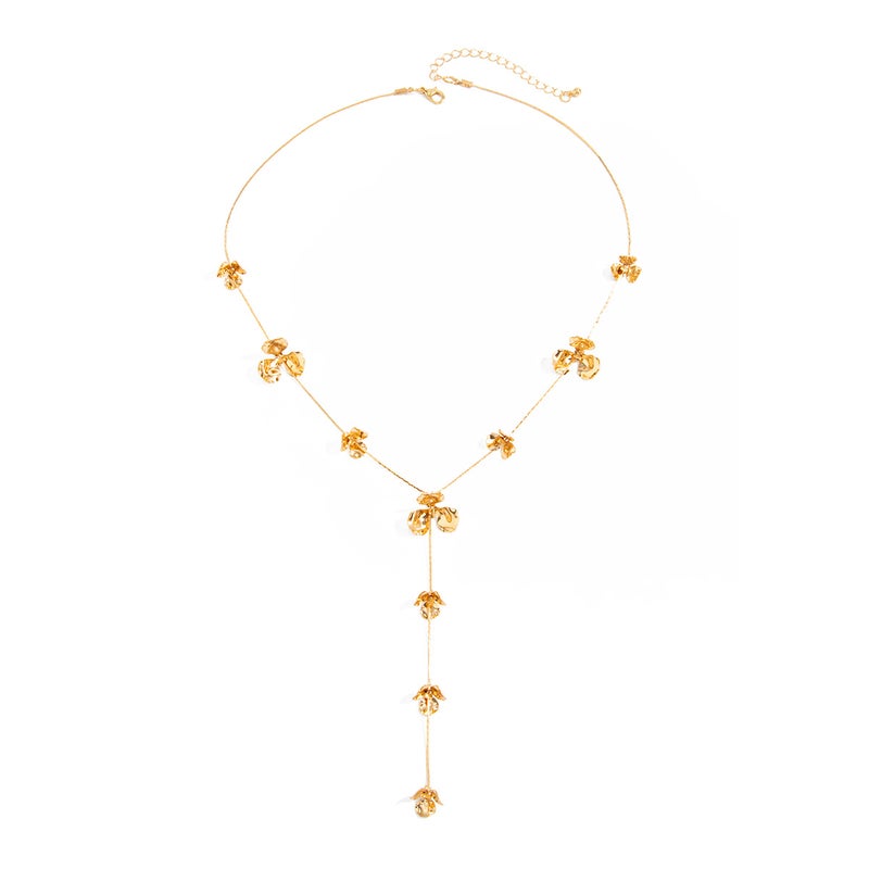 SHIXIN European and American Cross-Border Fashion Jewelry: Trendy Y-Shaped Necklace with Flower Details - Image 5
