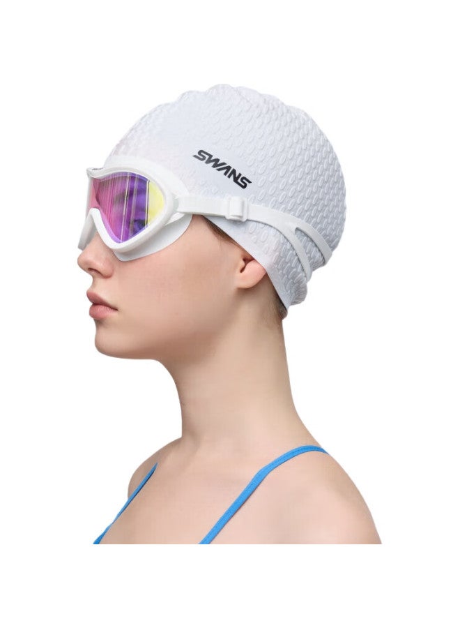 Speed Vision Suan Sheng Swimming Cap For Women And Men, Waterproof, Non-Binding, Swim Cap With Water Drops, Long Hair Protection, Silicone, Extra Large Size, Swimming Cap 116 Black - Image 2