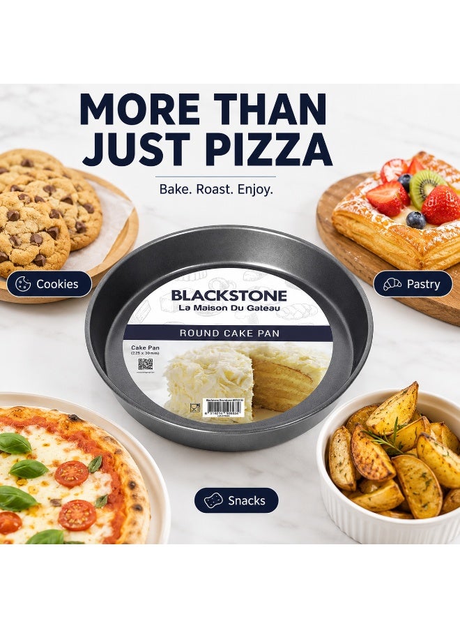 BLACKSTONE Nonstick Round Pizza Pan, 22.5 cm, Oven Safe Up to 230C, Carbon Steel Baking Tray for Pizza and Desserts, Grey - Image 5