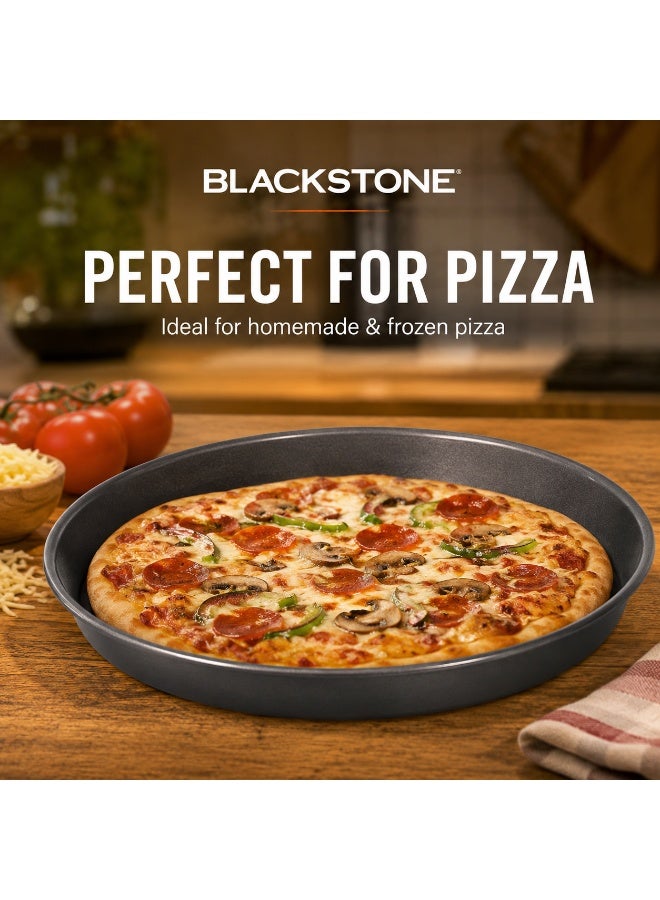 BLACKSTONE Nonstick Round Pizza Pan, 22.5 cm, Oven Safe Up to 230C, Carbon Steel Baking Tray for Pizza and Desserts, Grey - Image 4