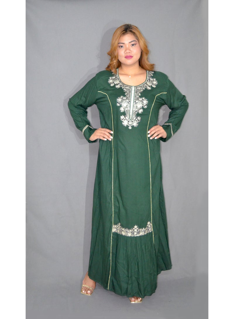 زينة جلبية نسائية أنيقة – فستان طويل محتشم بتفاصيل مطرزة | قماش ناعم من فيسكوز وبوليستر | مثالي للارتداء اليومي والمناسبات - Image 1