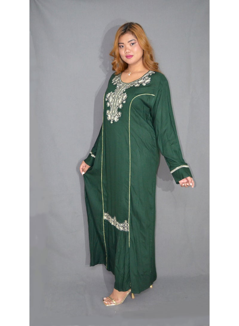 زينة جلبية نسائية أنيقة – فستان طويل محتشم بتفاصيل مطرزة | قماش ناعم من فيسكوز وبوليستر | مثالي للارتداء اليومي والمناسبات - Image 2