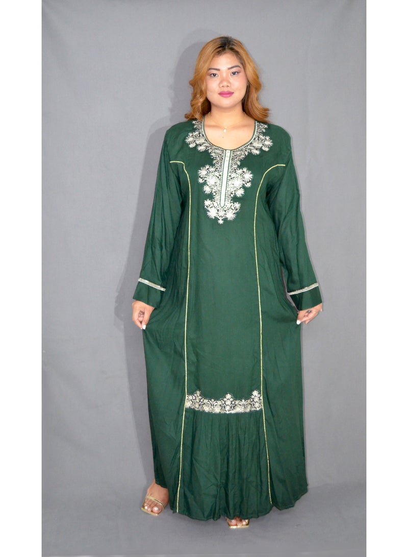 زينة جلبية نسائية أنيقة – فستان طويل محتشم بتفاصيل مطرزة | قماش ناعم من فيسكوز وبوليستر | مثالي للارتداء اليومي والمناسبات - Image 3