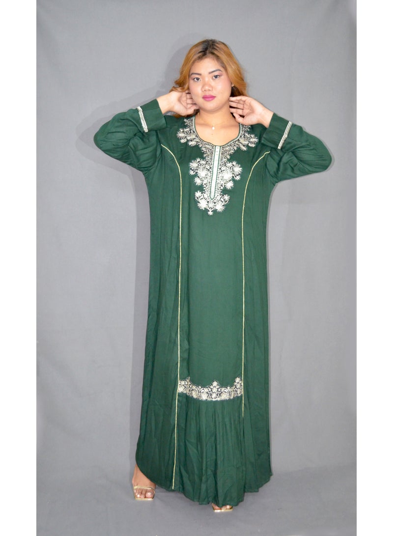 زينة جلبية نسائية أنيقة – فستان طويل محتشم بتفاصيل مطرزة | قماش ناعم من فيسكوز وبوليستر | مثالي للارتداء اليومي والمناسبات - Image 4
