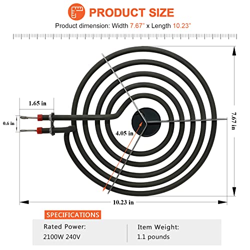 Beaquicy MP21YA Burner Surface Element 8 Inch 5 Turns,Suitable for Whirlpool Maytag Kenmore rp111pxsq1, kf330add1,xfc31050ab,rf264lxsb,etc. - Image 5