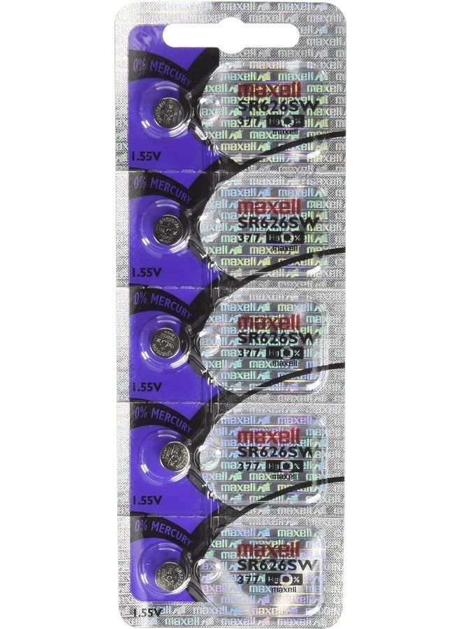 Maxell SR626SW 377 Silver Oxide Watch Battery 5 Pack - Image 1
