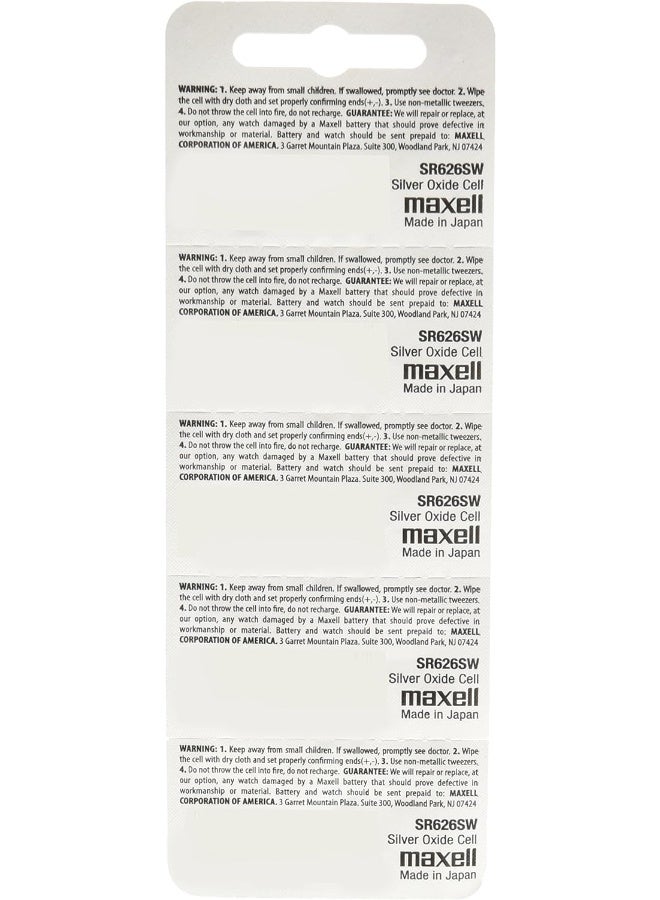 Maxell SR626SW 377 Silver Oxide Watch Battery 5 Pack - Image 3