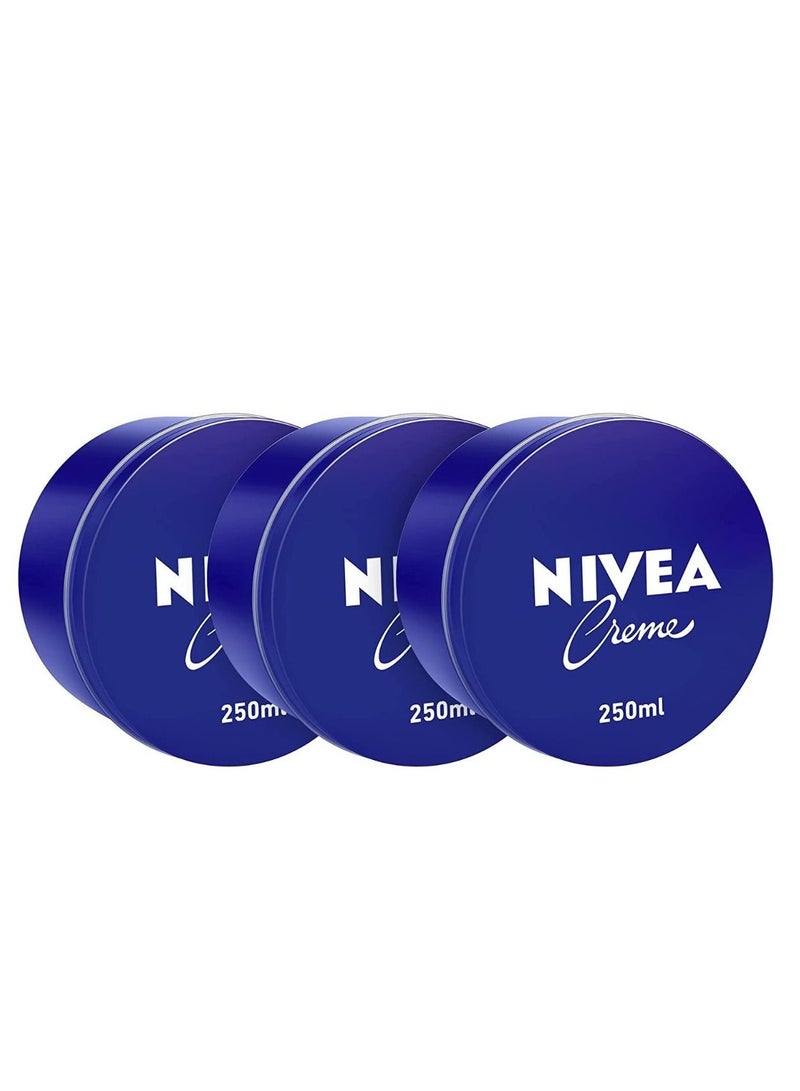 نيفيا كريم ترطيب كريم من نيفيا عالمي ومتعدد الاغراض للوجه والجسم واليدين من علبة معدنية بسعة 3×250 مل - Image 1