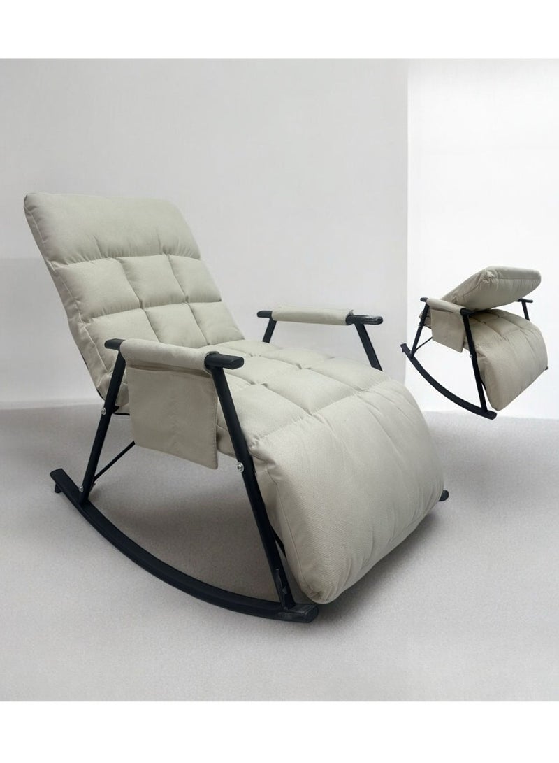 Generic ROCKING CHAIR- WHITE COLOR WITH CUSHION& ARM, BACK REST EASY TO CARRY 