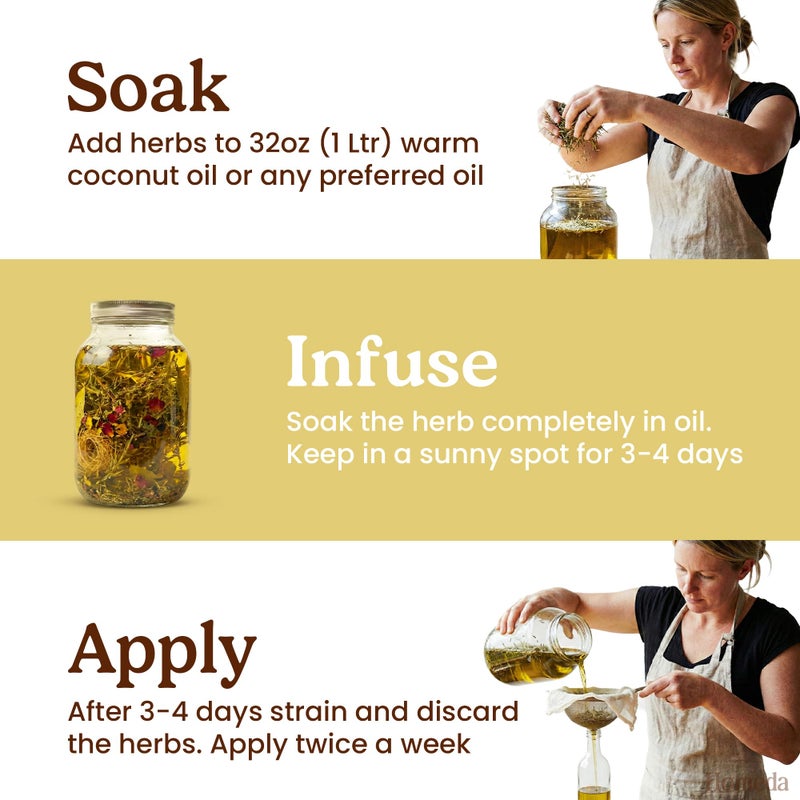 HOMEDA Premium Herbal Hair Oil Mix with 18 Ayurvedic Herbs for Hair Growth - Natural Indian Herbal Mask Tea for Strong Roots and Volume - DIY Infusion (2.64 oz / 75g) - Image 4