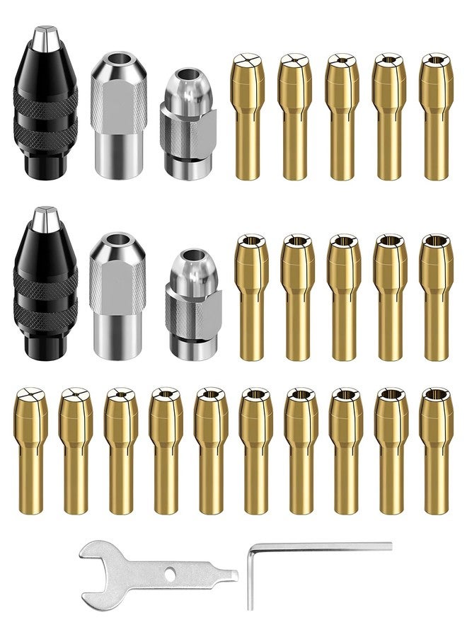 EMVANV 28pcs/Set Drill Chuck Collet for Dremel, 1/32 to 1/8inch Drill Chuck Collet Set, with 2pcs British 4486 3-jaw Chuck, Chuck Shank Rotary Tool Quick Change Adapter - Image 2