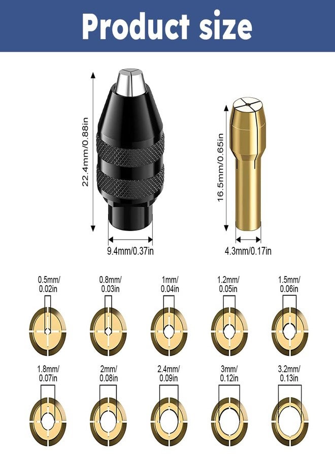 EMVANV 28pcs/Set Drill Chuck Collet for Dremel, 1/32 to 1/8inch Drill Chuck Collet Set, with 2pcs British 4486 3-jaw Chuck, Chuck Shank Rotary Tool Quick Change Adapter - Image 3
