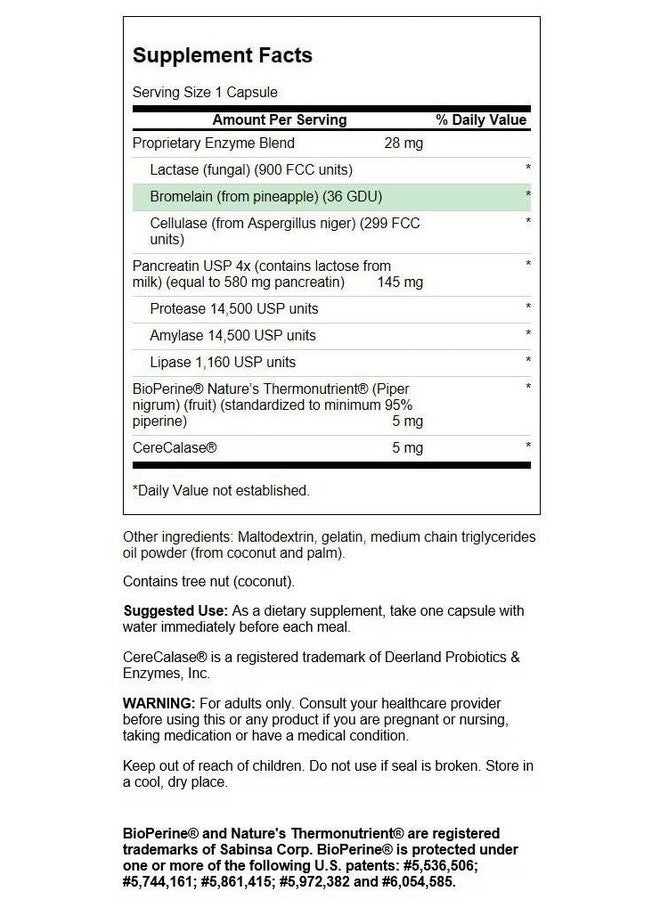 Swanson Digestitol - Natural Digestive Health Support Featuring Digestive Enzymes and BioPerine - Supports Increased Nutrient Absorption & Overall Wellness - (60 Capsules) - Image 2