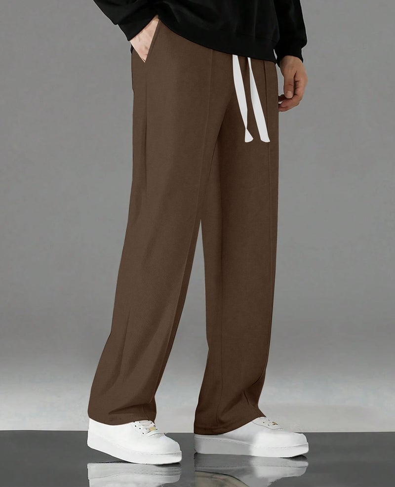 KAJARU Casual Straight Leg Trousers for Men, Drawstring Waist (in, Alpha, M, Coffee) - Image 5