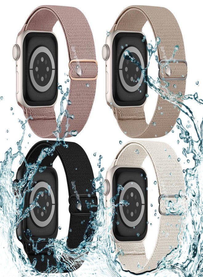 CCnutri Stretchy Solo Loop Compatible with Apple Watch Bands 38mm 40mm 41mm 42mm 44mm 45mm 46mm 49mm, Splash-Proof Nylon Sport Strap Women Men for iWatch Series 11 10 9 8 7 6 5 4 3 SE/Ultra 3 2, 4 Pack - Image 1