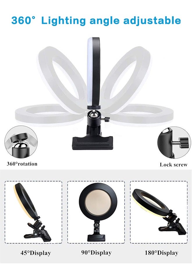 Organizer 6.3" Selfie Ring Light with Clamp Mount for Laptop,Webcam Light with 3 Light Modes& 10 Level Dimmable for Laptop/ PC Monitor/ Desk/ Bed/ Office/ Makeup/ YouTube/ TIK Tok  - Image 3
