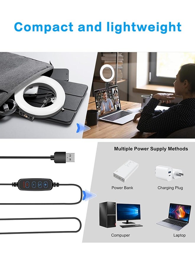 Organizer 6.3" Selfie Ring Light with Clamp Mount for Laptop,Webcam Light with 3 Light Modes& 10 Level Dimmable for Laptop/ PC Monitor/ Desk/ Bed/ Office/ Makeup/ YouTube/ TIK Tok  - Image 4