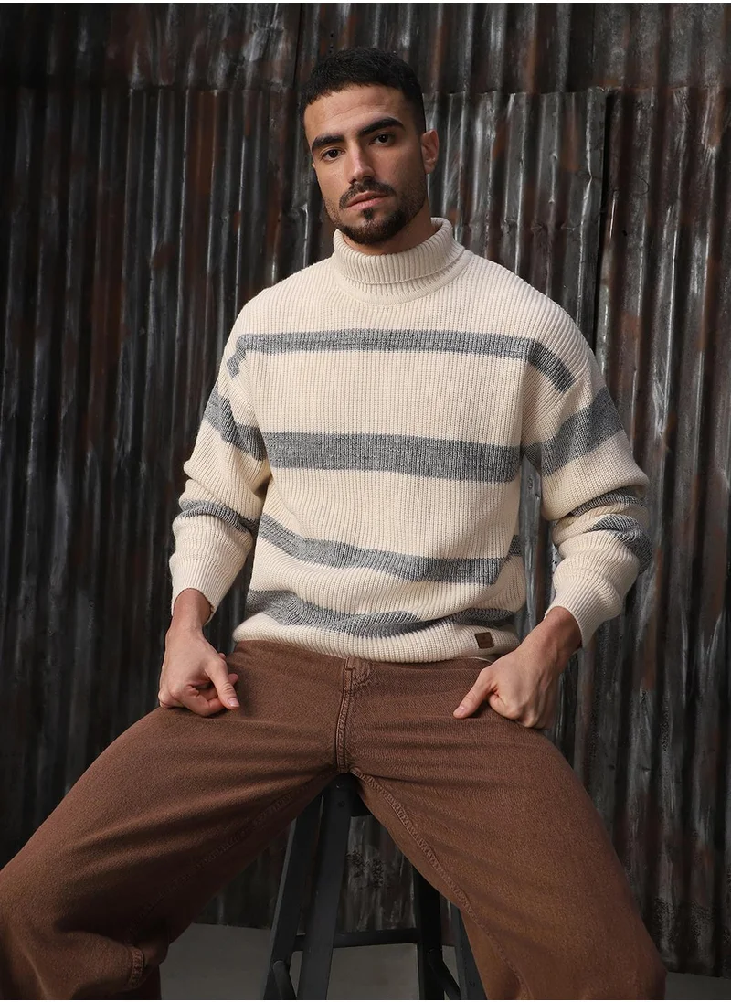 هاي ستار Men's Multicoloured 100% Acrylic Solid Sweater