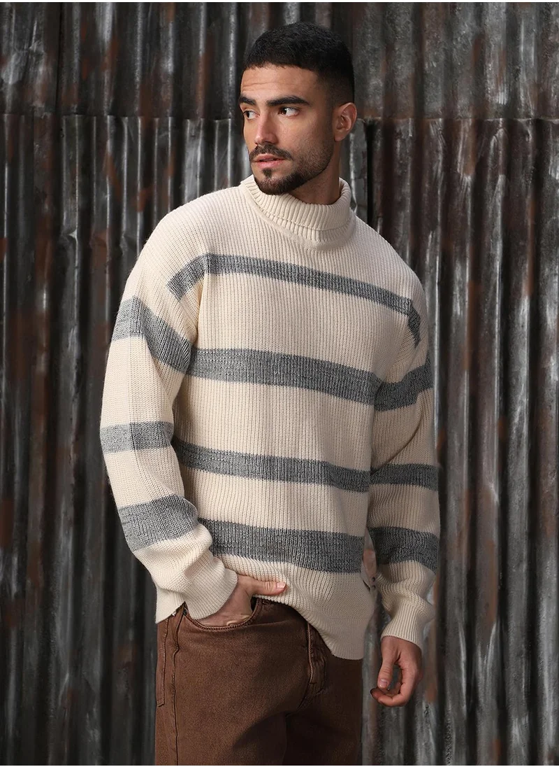 هاي ستار Men's Multicoloured 100% Acrylic Solid Sweater