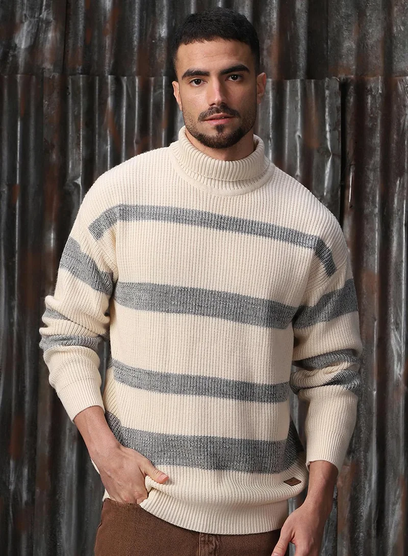 HIGH STAR Men's Multicoloured 100% Acrylic Solid Sweater